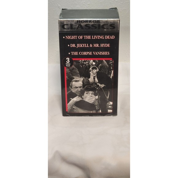Horror Cult Classic VHS 3-Pack Jekyll/Hyde Corpse Vanishes Night Living Dead B/W - Picture 1 of 4